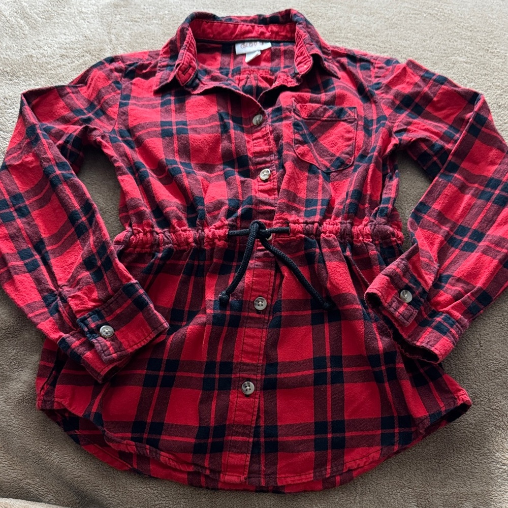 Cat & Jack Red Plaid Button Down Shirt
